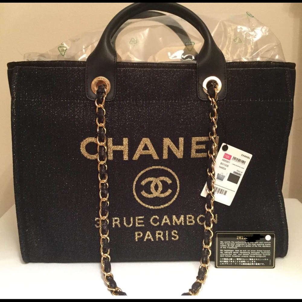 Chanel Navy Denim Deauville Tote